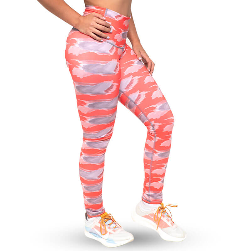 Leggings Rayados Rojo con Gris